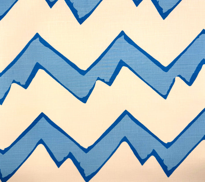 Alan Campbell Fabric: Montecito Zig Zag - Custom Celeste on Tinted Belgian Linen / Cotton