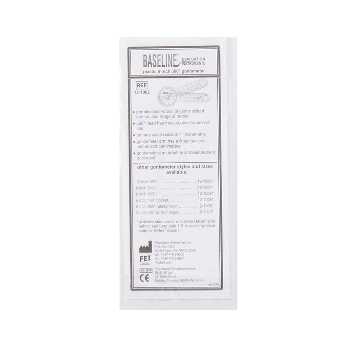 Baseline Plastic Goniometer, 360 Degree, 6" - 12-1002-Single - LL Medico