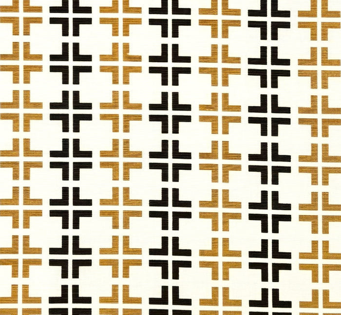 China Seas Fabric: Frowick Small Scale - Custom Brown / Camel on Tinted Belgian Linen / Cotton
