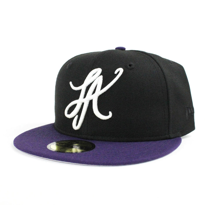 LA Script New Era 59Fifty Hat (LA Lakers Color Way Gray Under Brim)