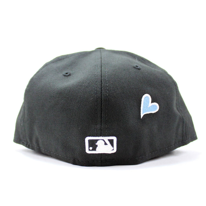 Love Los Angeles Dodgers New Era Fitted 59Fifty Hat (Black Sky Blue Under Brim)