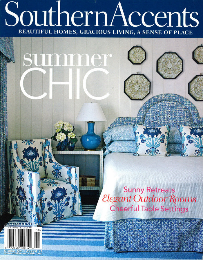 Quadrille Fabric: Henriot Floral - Custom Blue / French Green / Navy on Tinted 100% Linen