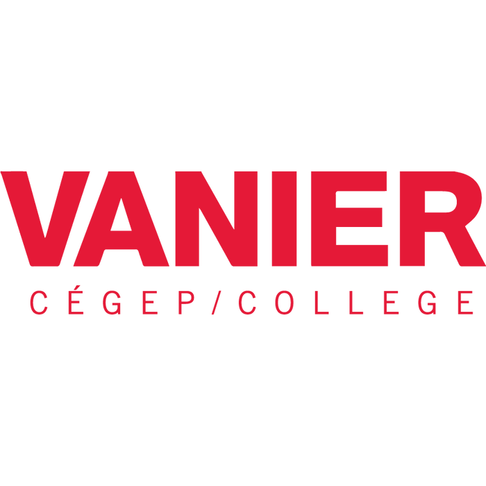 A red logo displays the word VANIER above the words CÉGEP/COLLEGE against a black background.