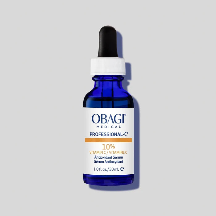 Professional-C Serum 10% blue bottle on grey background