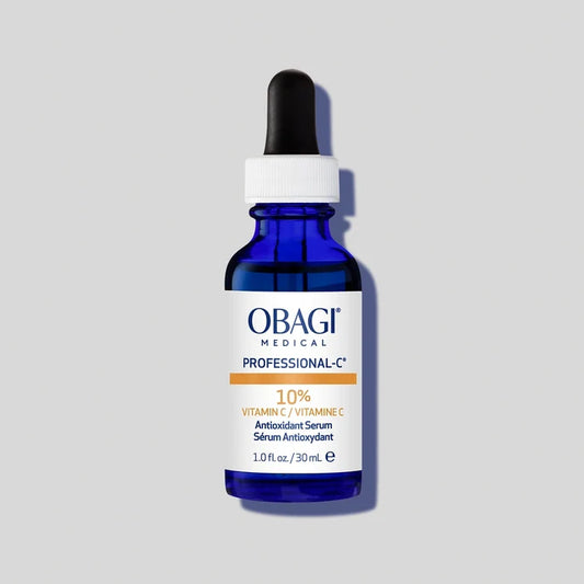 Professional-C Serum 10% blue bottle on grey background