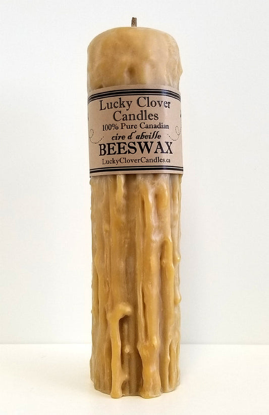 100% Pure Beeswax Hand Dripped Pillar 2"x9"