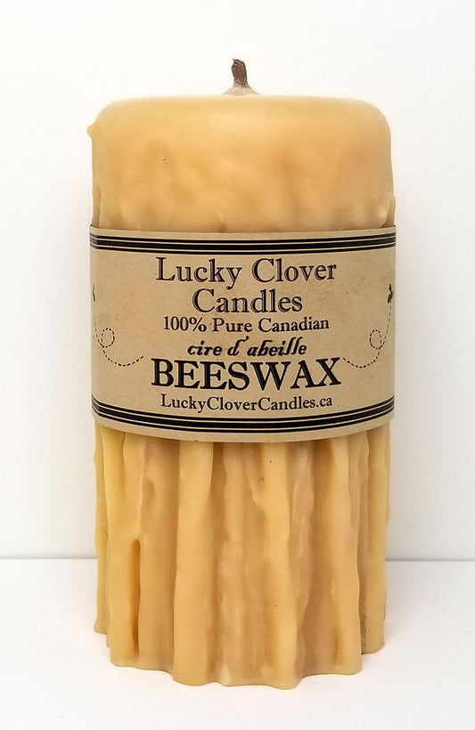 100% Pure Beeswax Hand Dripped Pillar 3"x6"