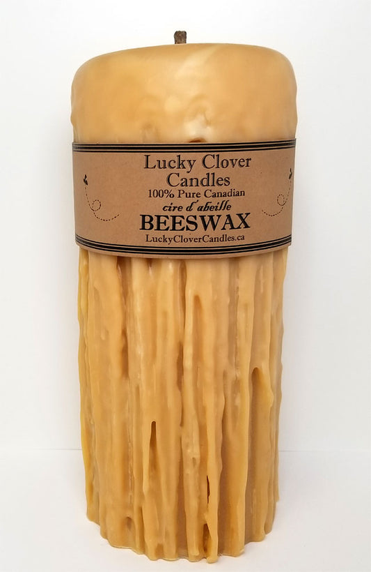 100% Pure Beeswax Hand Dripped Pillar 4"x10"