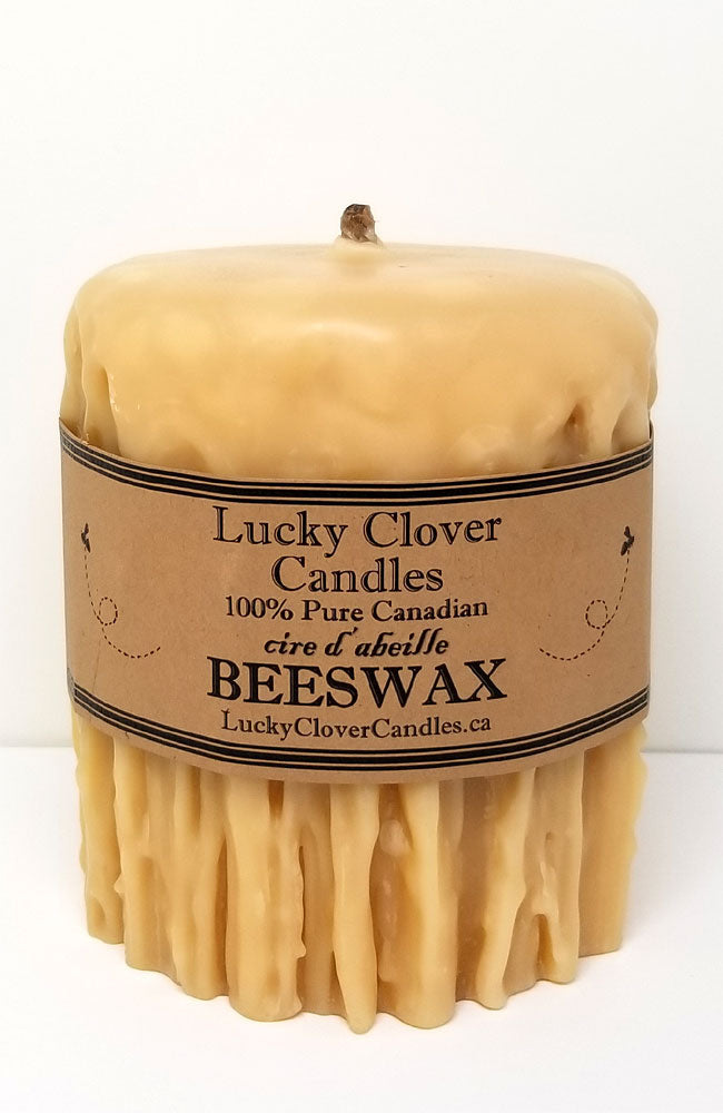 100% Pure Beeswax Hand Dripped Pillar 4"x5" - Golden