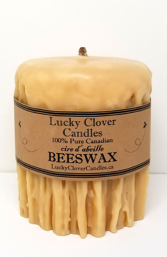 100% Pure Beeswax Hand Dripped Pillar 4"x5" - Golden