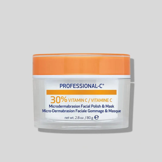 Professional-C Microdermabrasion Facial Polish + Mask 30% Vitamin C jar image on grey background