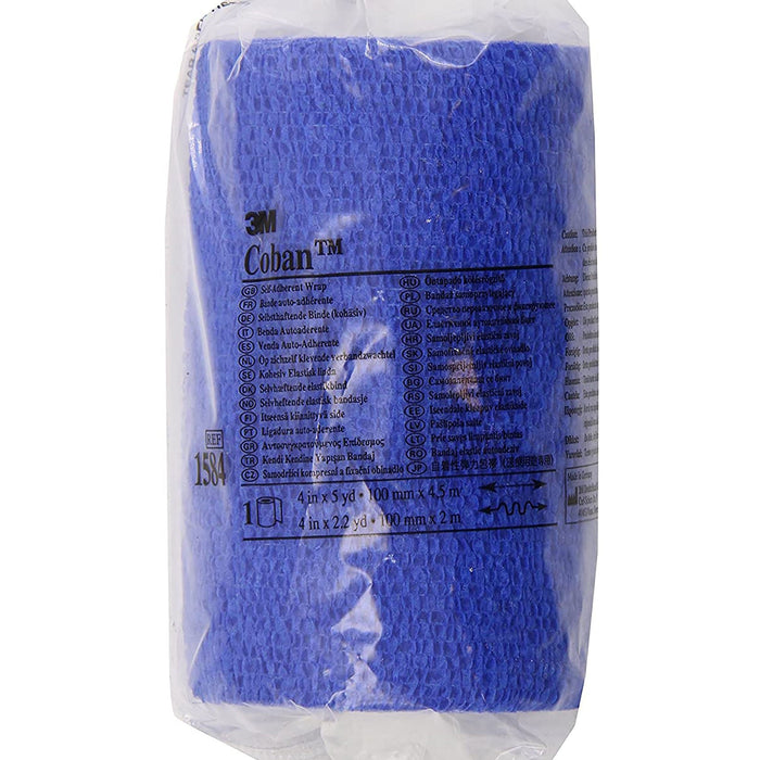 3M Coban Self-Adherent Wrap, 4" x 5 Yard, Blue - 1584B-Single - LL Medico