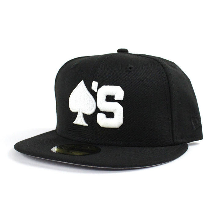 Ace of Spades New Era 59Fifty Fitted Hat (Ver 2 Glow in the Dark Black Gray Under Brim)