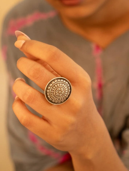 Adya Intricate Sequence Circular Motif Ring