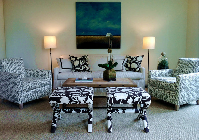 Alan Campbell Fabric: Potalla Background - Custom Coral on Tinted 100% Linen
