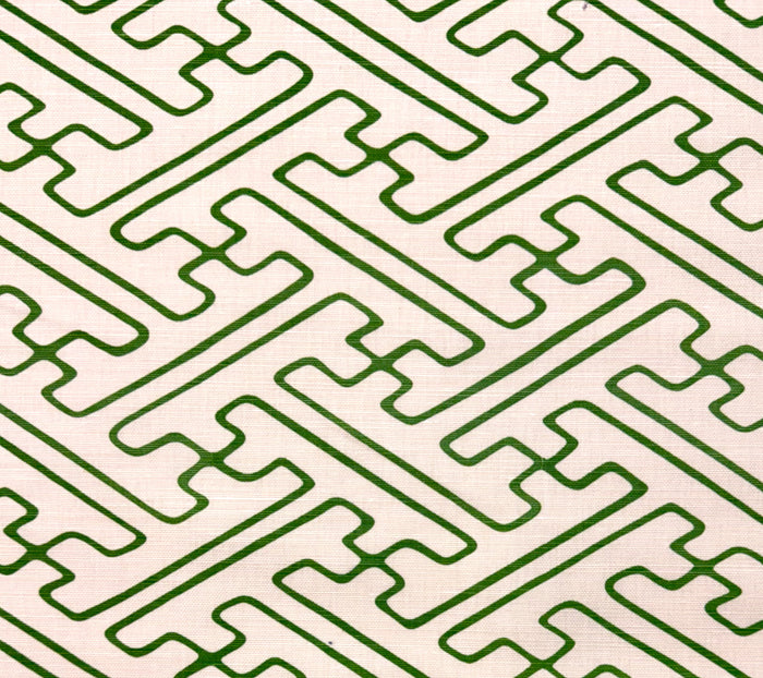 Alan Campbell Fabric: Saya Gata - Custom Green Lines on Tinted Belgian Linen / Cotton