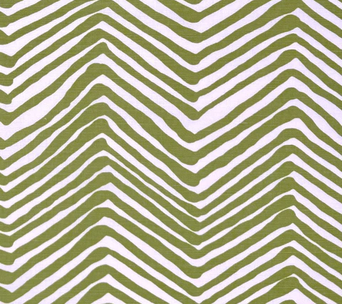 Alan Campbell Fabric: Zig Zag - Custom Green on Lightly Tinted Belgian Linen / Cotton