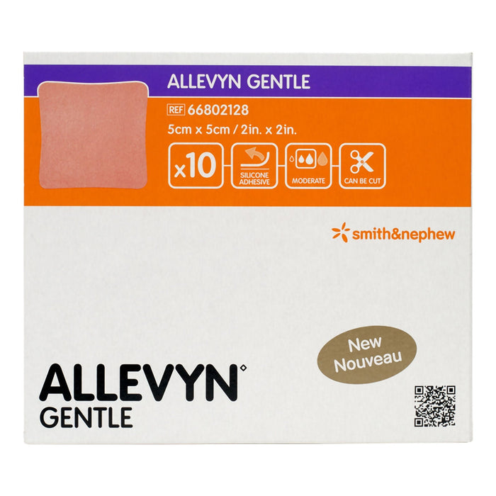 Smith & Nephew Allevyn Gentle Border Silicone Foam Dressing, 2 x 2 Inch