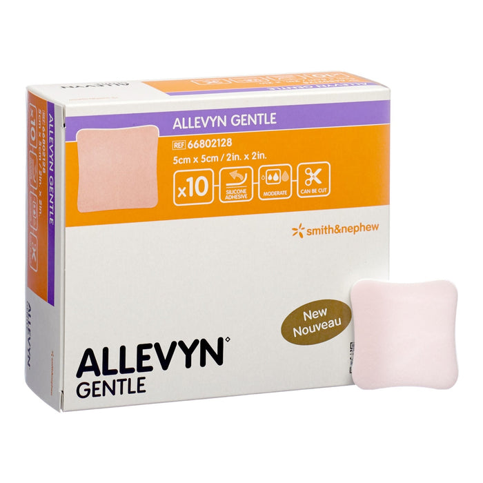 Smith & Nephew Allevyn Gentle Border Silicone Foam Dressing, 2 x 2 Inch