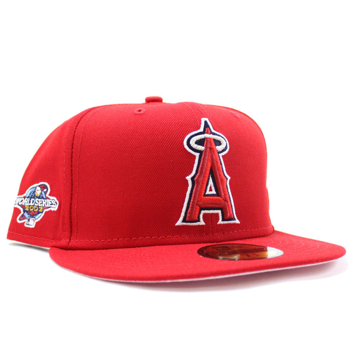 Anaheim Angels 2002 World Series New Era 59Fifty Fitted Hat (Red Pink Under Brim)