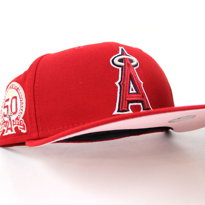 Anaheim Angels 50 Year Anniversary New Era 59Fifty Fitted Hat (Red Pink Under Brim)