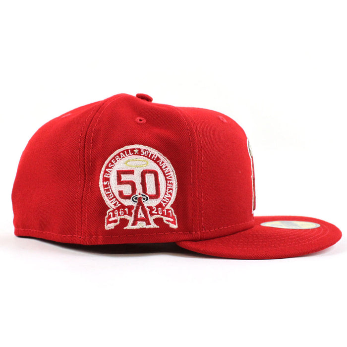 Anaheim Angels 50 Year Anniversary New Era 59Fifty Fitted Hat (Red Pink Under Brim)
