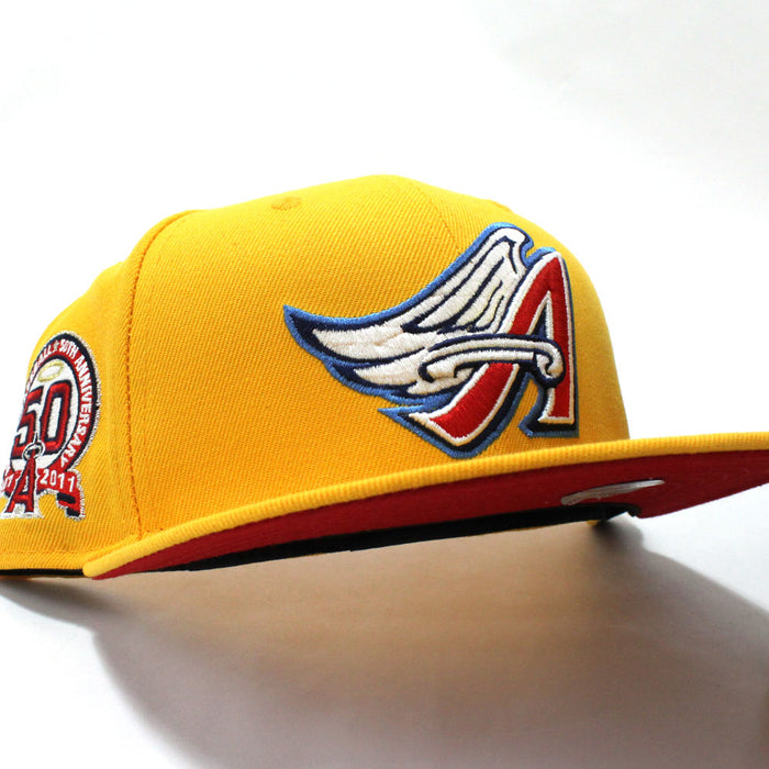 Anaheim Angels 50th Anniversary New Era 59Fifty Fitted Hat (Gold Red Under Brim)