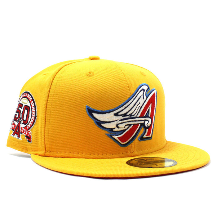 Anaheim Angels 50th Anniversary New Era 59Fifty Fitted Hat (Gold Red Under Brim)