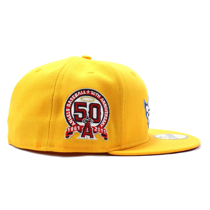 Anaheim Angels 50th Anniversary New Era 59Fifty Fitted Hat (Gold Red Under Brim)