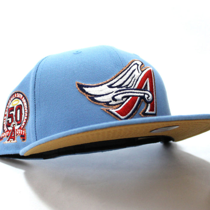 Anaheim Angels 50th Anniversary New Era 59Fifty Fitted Hat (Light blue Tan Under Brim)