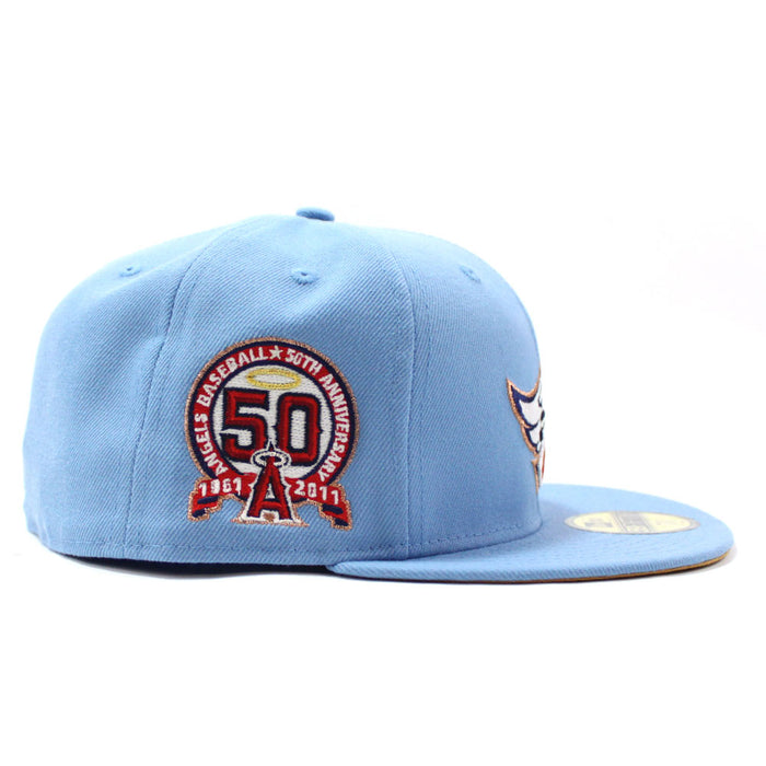 Anaheim Angels 50th Anniversary New Era 59Fifty Fitted Hat (Light blue Tan Under Brim)