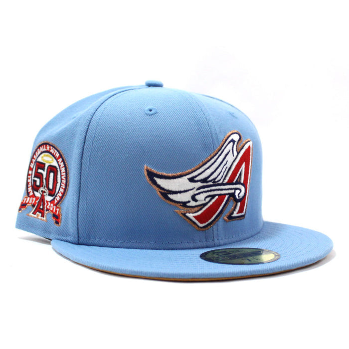 Anaheim Angels 50th Anniversary New Era 59Fifty Fitted Hat (Light blue Tan Under Brim)