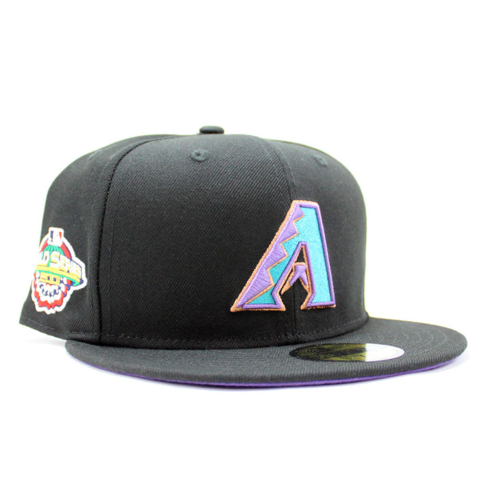 Arizona Diamondbacks 2001 World Series New Era 59Fifty Fitted Hat (Black Purple Under Brim)