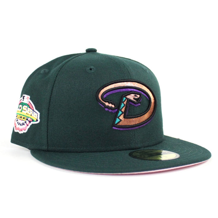 Arizona Diamondbacks 2001 World Series New Era 59Fifty Fitted Hat (D Logo Dark Green PINK Under Brim)