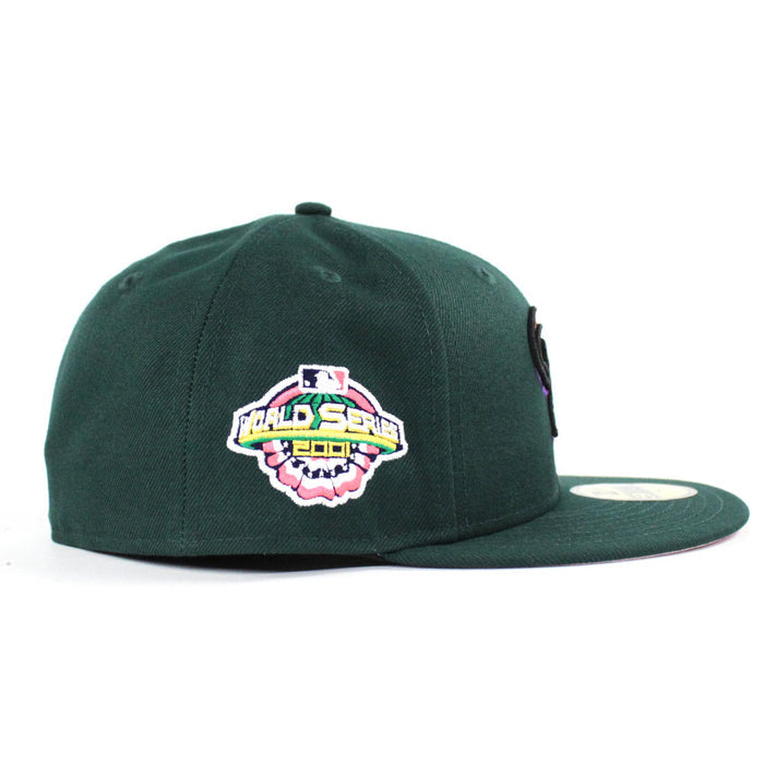 Arizona Diamondbacks 2001 World Series New Era 59Fifty Fitted Hat (D Logo Dark Green PINK Under Brim)