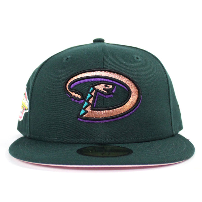 Arizona Diamondbacks 2001 World Series New Era 59Fifty Fitted Hat (D Logo Dark Green PINK Under Brim)