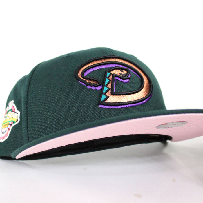 Arizona Diamondbacks 2001 World Series New Era 59Fifty Fitted Hat (D Logo Dark Green PINK Under Brim)