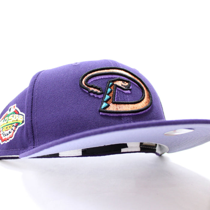 Arizona Diamondbacks 2001 World Series New Era 59Fifty Fitted Hat (D Logo Purple Lavender Under Brim)