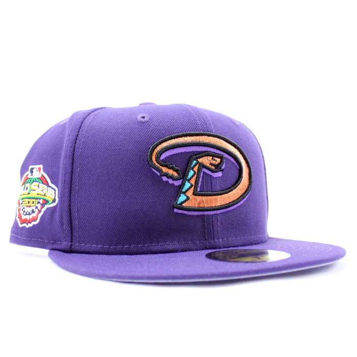Arizona Diamondbacks 2001 World Series New Era 59Fifty Fitted Hat (D Logo Purple Lavender Under Brim)