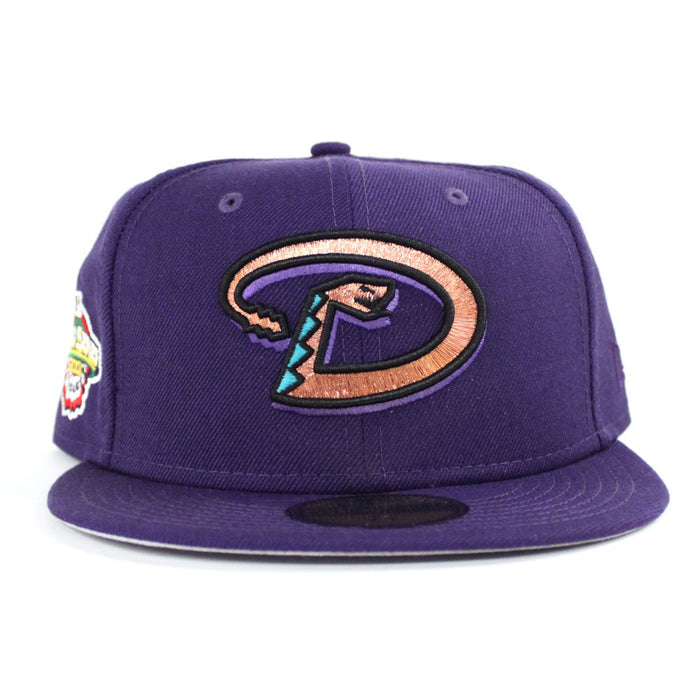 Arizona Diamondbacks 2001 World Series New Era 59Fifty Fitted Hat (D Logo Purple Gray Under Brim)