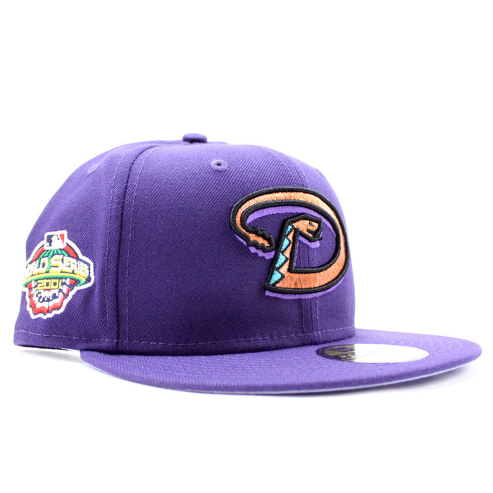 Arizona Diamondbacks 2001 World Series New Era 59Fifty Fitted Hat (D Logo Purple Lavender Under Brim)