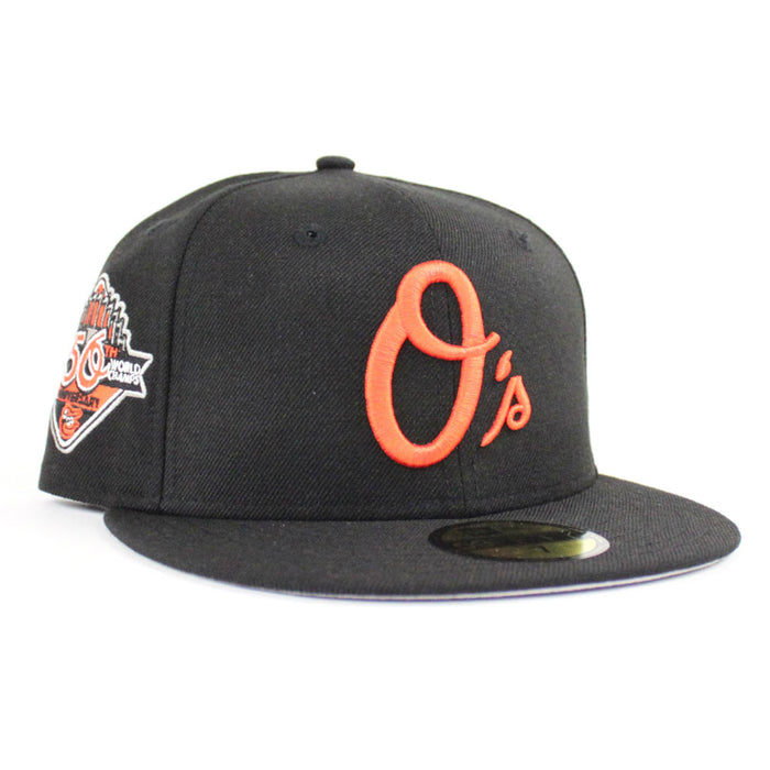Baltimore Orioles 50TH Anniversary 1970 World Champ New Era 59Fifty Fitted Hat (Black Orange Gray Under Brim)