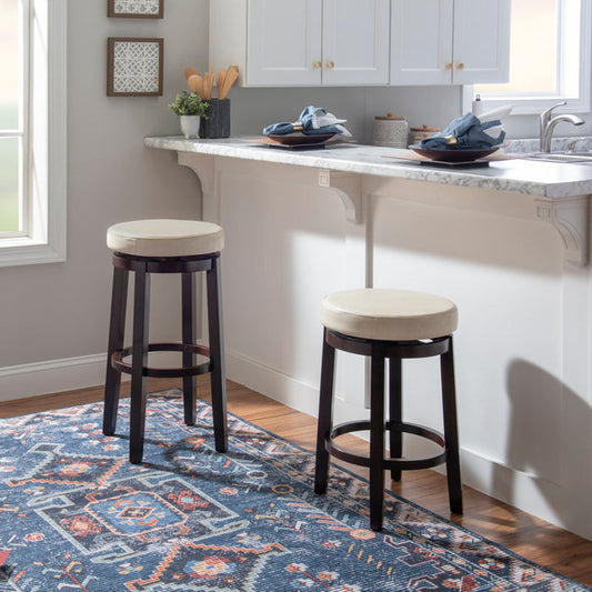Baylis Swivel Upholstered Stool with Solid Wood Frame