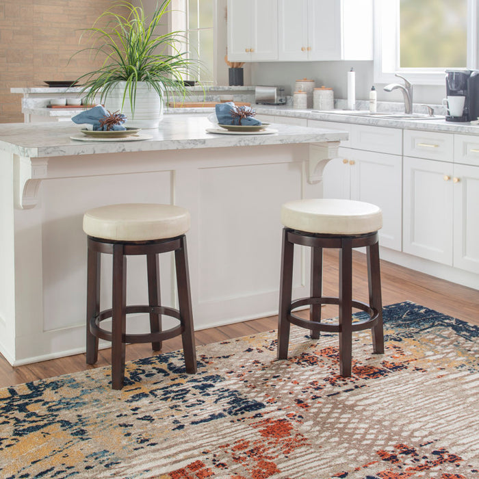Baylis Swivel Upholstered Stool with Solid Wood Frame