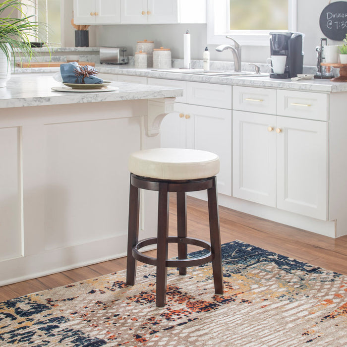 Baylis Swivel Upholstered Stool with Solid Wood Frame