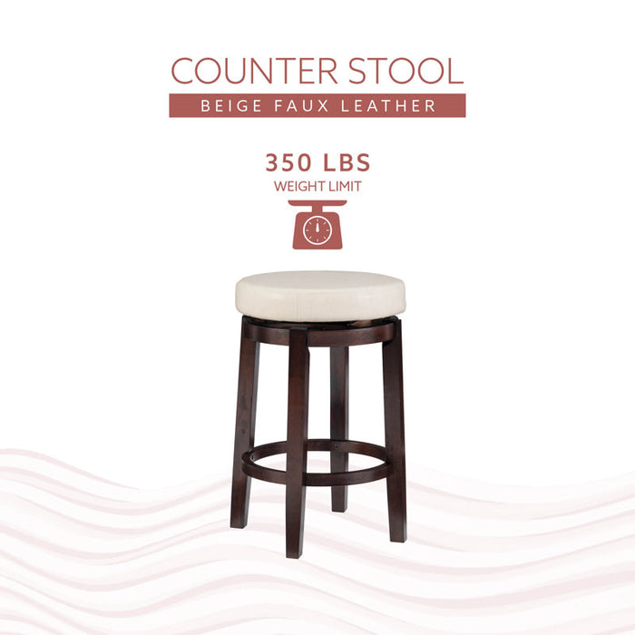 Baylis Swivel Upholstered Stool with Solid Wood Frame