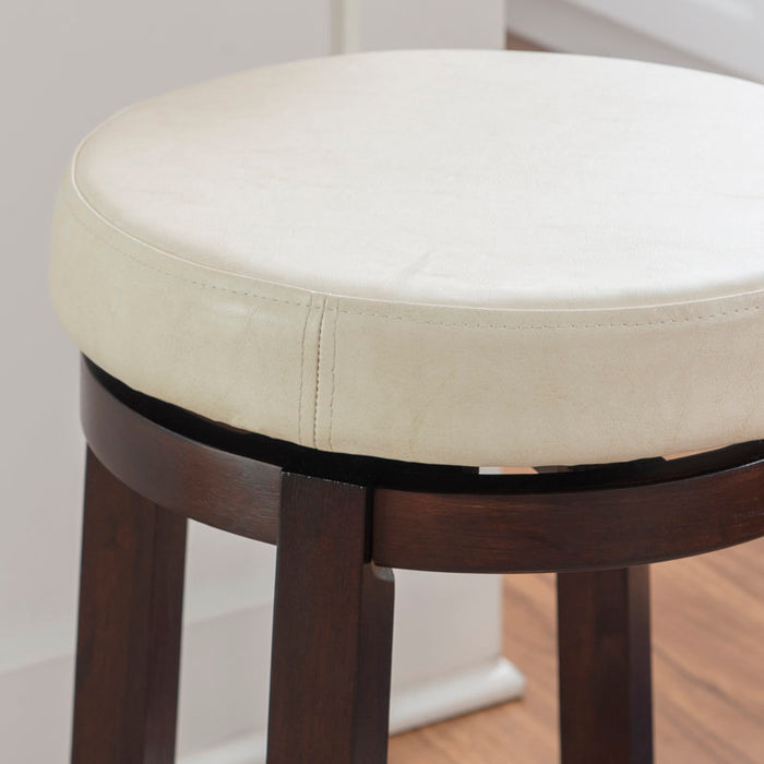 Baylis Swivel Upholstered Stool with Solid Wood Frame