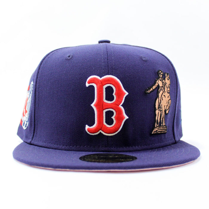 Boston Red Sox 8 WORLD SERIES CHAMPIONS New Era 59Fifty Fitted Hat (Navy Pink Under Brim)