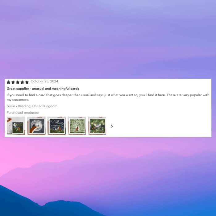 Review for "Broken" Sympathy & Encouragement Card by Fox Under The Moon with customer feedback and ratings.