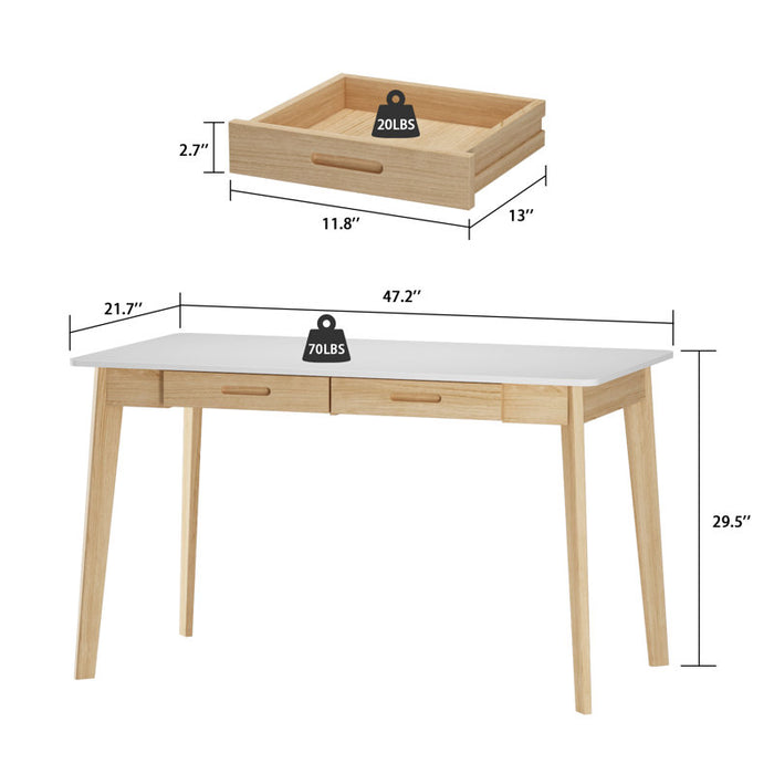 Caidence Solid Wood Desk (H 29,53 po x l 47,2 po x P 21,7 po)